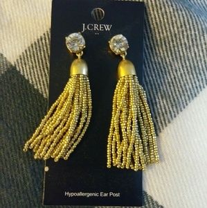 Gold J. Crew Tassel Earrings - New